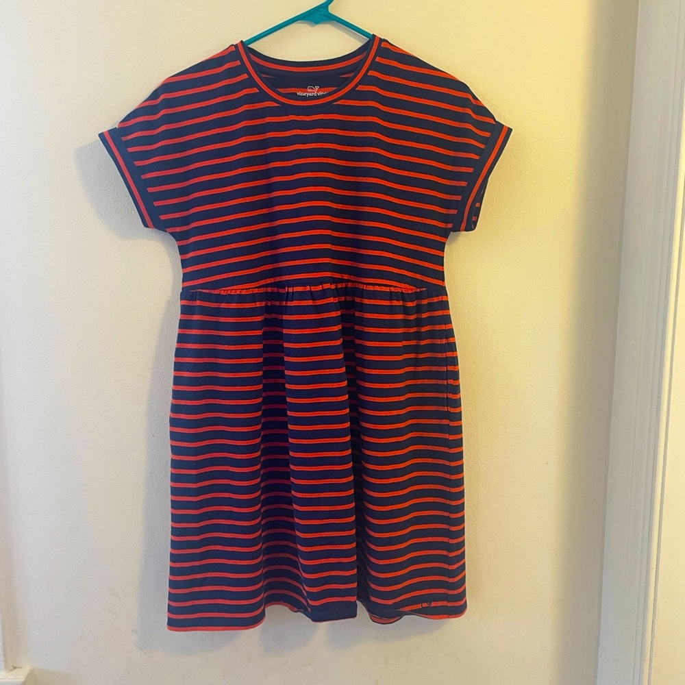 Vineyard Vines Navy and Red Striped Dress